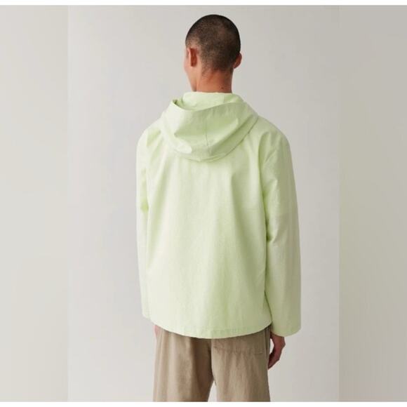 COS Men’s Lightweight Hooded Jacket Seersucker Green Large Scandi Minamalist - Picture 3 of 11